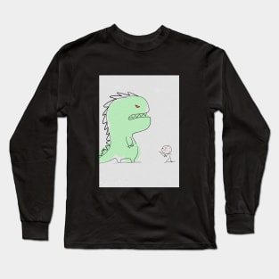 cute dino vs warrior Long Sleeve T-Shirt